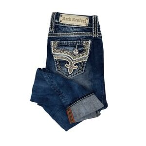 Rock Revival Kai Skinny Jeans Womens 26 Flap Pocket Stretch Thick Stitch Y2K